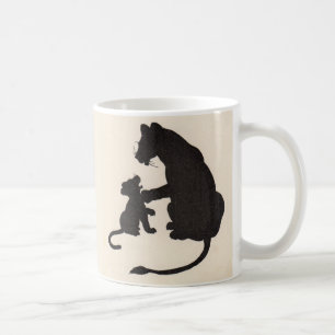 Caneca De Café silhueta do leão e do filhote da mãe dos anos 30