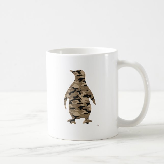 Caneca De Café Silhueta do pinguim da camuflagem (Direita)