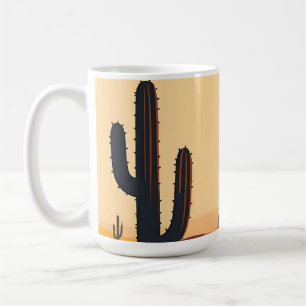 Caneca De Café Silhueta do pôr do sol do cacto do deserto