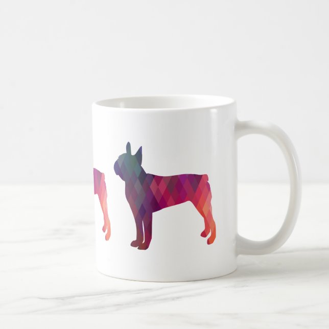 Caneca De Café Silhueta Geométrica Colorida de Boston Terrier (Direita)