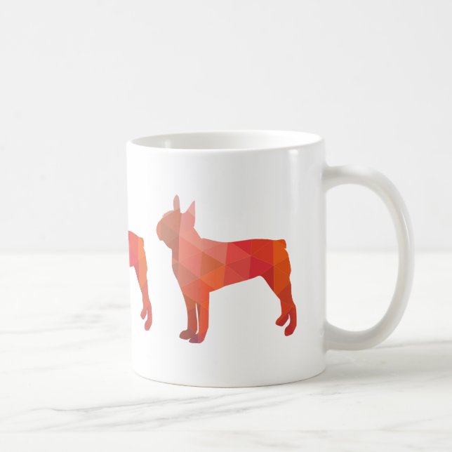 Caneca De Café Silhueta Geométrica Colorida de Boston Terrier (Direita)
