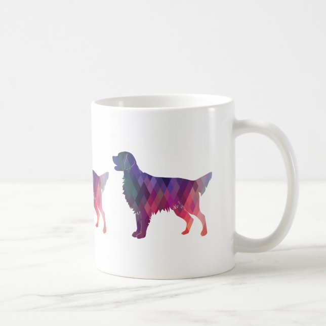 Caneca De Café Silhueta Geométrica de Retriever Revestido Plano - (Direita)