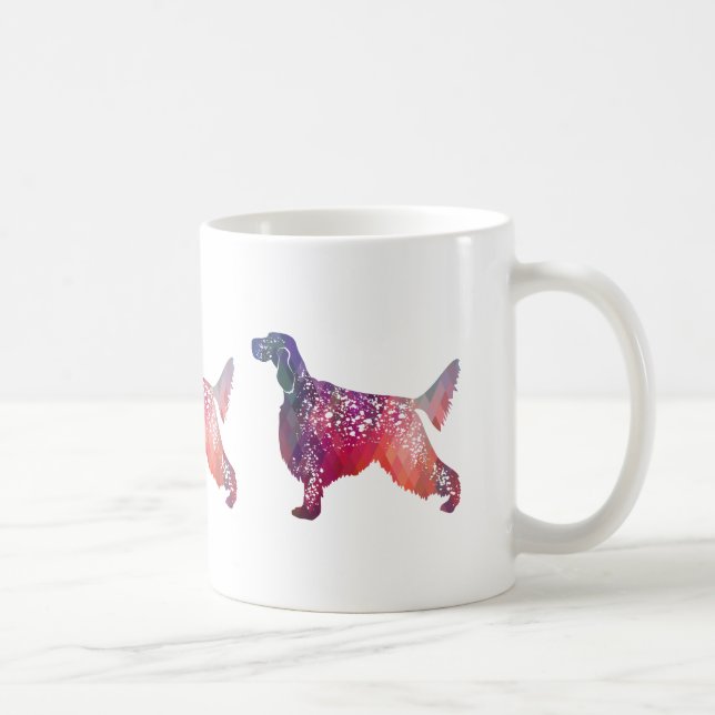 Caneca De Café Silhueta Geométrica do Cachorro Inglês - Rosa (Direita)