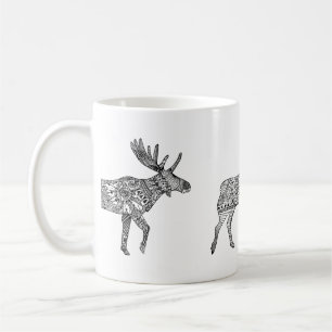 Caneca De Café Silhueta Mose Ornamental Negra