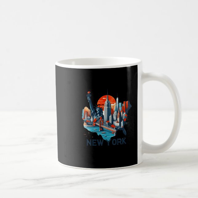 Caneca De Café Silhueta Retro da Cidade de Nova York (Direita)