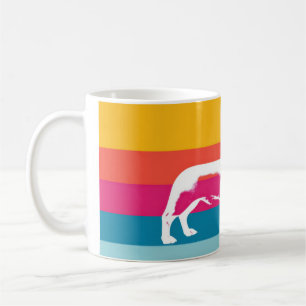 Caneca De Café Silhueta Retro do Dachshund – Arte Colorida Pop de