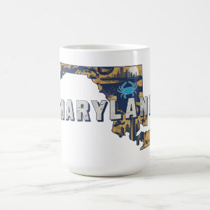 Caneca De Café Silhueta Retro Panorâmica de Maryland