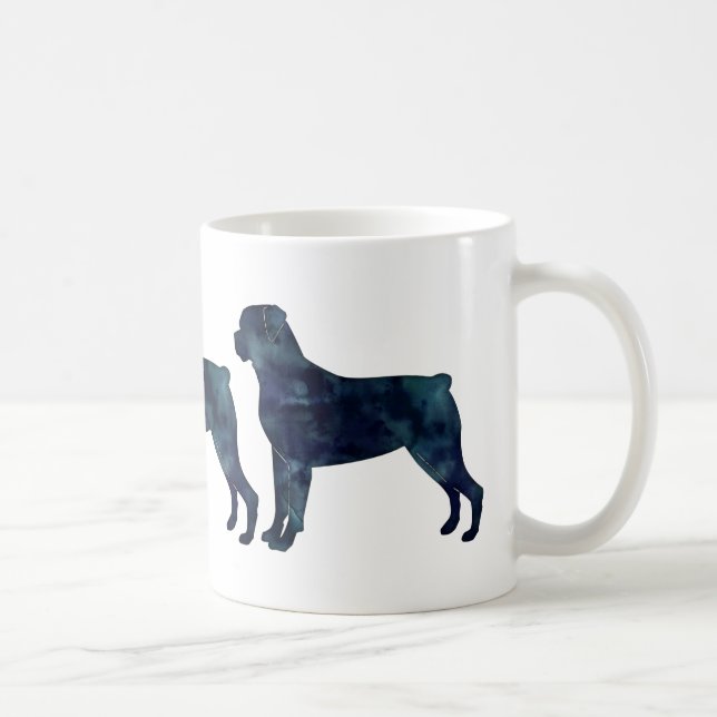 Caneca De Café Silhueta Rottweiler Black Watercolor (Direita)
