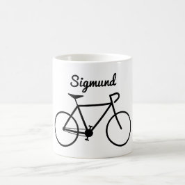 Caneca De Café Silhueta simples da bicicleta + Nome personalizado