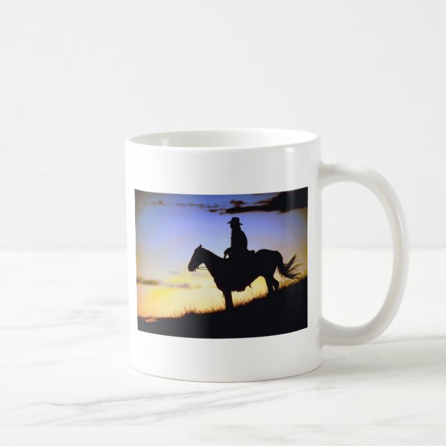Caneca De Café Silhueta Sunset do Cowboy Ocidental (Direita)