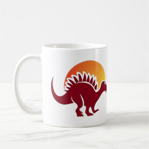 Caneca De Café Silhueta Sunset Red Stegosaurus