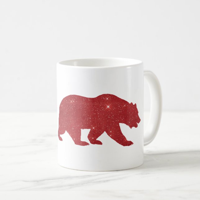 Caneca De Café silhueta vermelha do urso (Frente Esquerda)