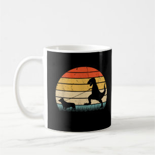 Caneca De Café Silhueta Vintage da Raça de Cachorro Corgi Dinossa