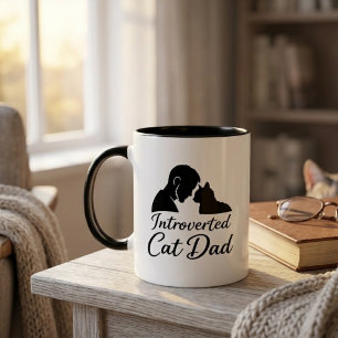 Caneca de Café Silhueta Vintage Pai de Gato Introv