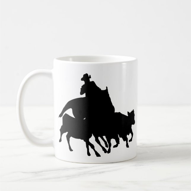 Caneca De Café Silhuetas - cavalos - encerrar da equipe (Esquerda)