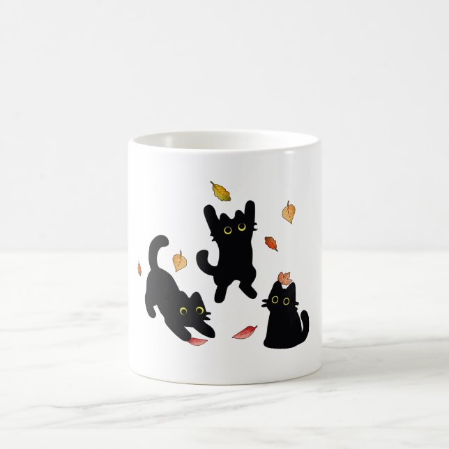 Caneca De Café Silhuetas de Gato Preto de Outono (Centro)