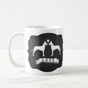 Caneca De Café Silhuetas de Great Dane   Cães Fofos Amor