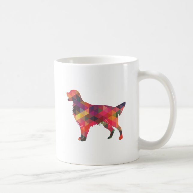 Caneca De Café Silhueto Geométrico de Cães Retriever Revestidos F (Direita)