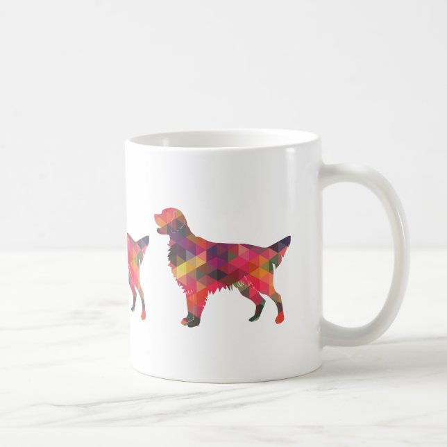 Caneca De Café Silhueto Geométrico de Cães Retriever Revestidos F (Direita)