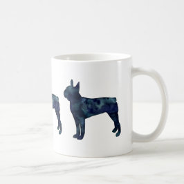 Caneca De Café Silhuette de Aquarela Preta de Boston Terrier