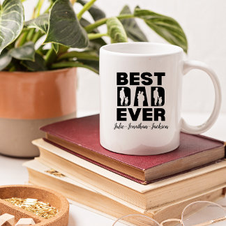 Caneca De Café Silhuette de Crianças do Melhor Pai Personalizado