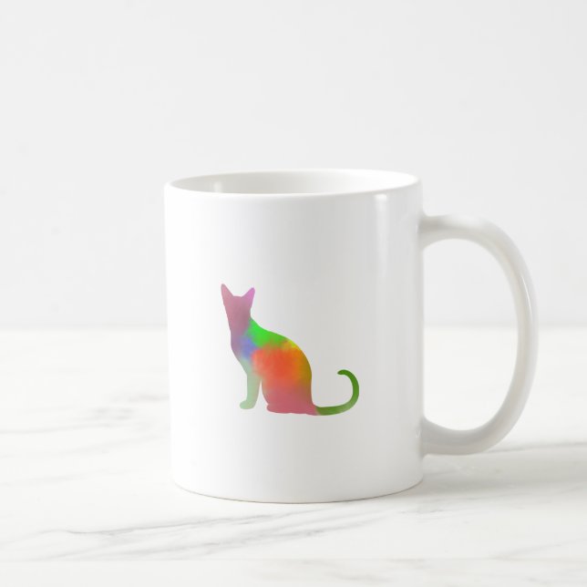 Caneca De Café Silhuette Gato de Aquarela (Direita)