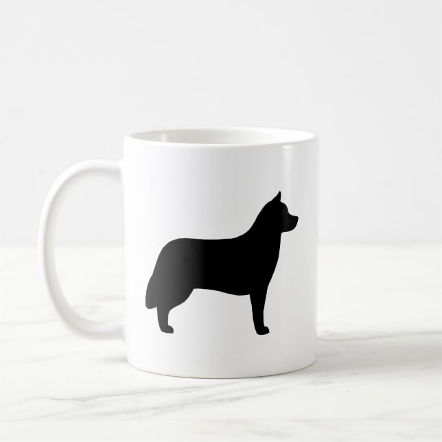 Caneca De Café Silhuettes de Cachorro Siberiano (Esquerda)