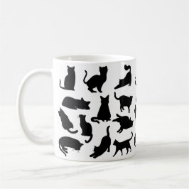 Caneca De Café Silhuettes de Gato Preto e Branco