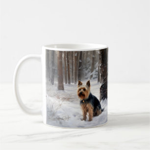 Caneca De Café Silk Terrier Deixe-o nevar Natal