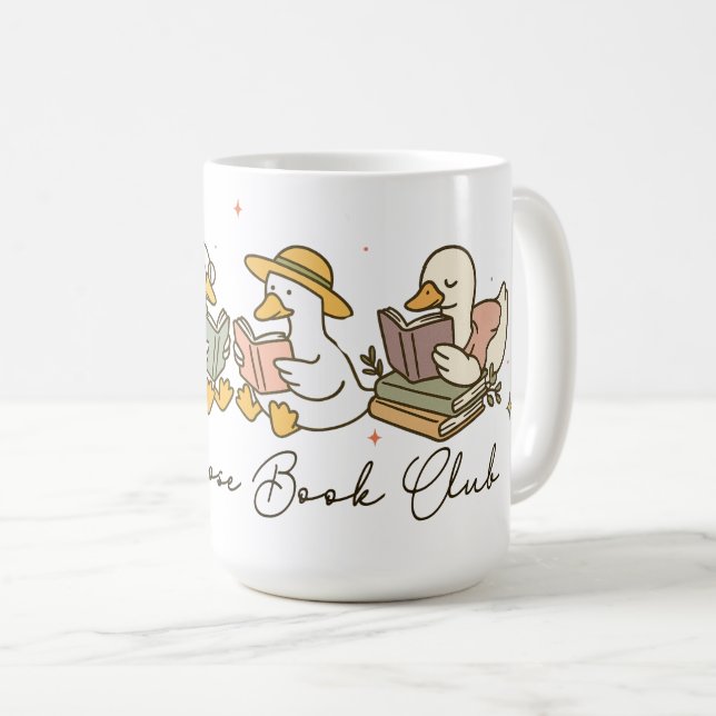 Caneca De Café Silly Goose Book Club Reading  (Frente Esquerda)
