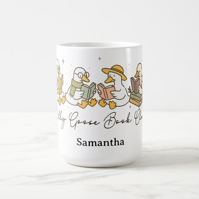 Caneca De Café Silly Goose Book Club Reading Personalized (Centro)