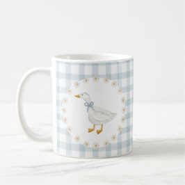 Caneca De Café Silly Goose Cottagecore Blue Gingham Baby Shower