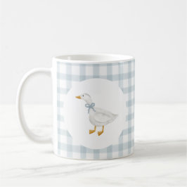 Caneca De Café Silly Goose Cottagecore Blue Gingham Baby Shower