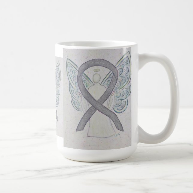 Caneca De Café Silver Awarse Ribbon Angel Art Mug (Direita)