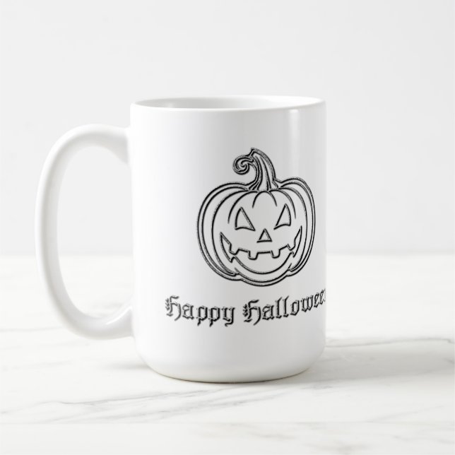 Caneca De Café Silver Jack O' Lanterna Halloween (Esquerda)