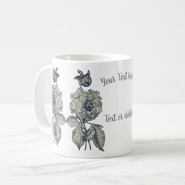 Caneca De Café Silver Peony Personalizado (Frente Esquerda)