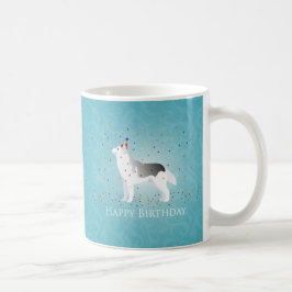 Caneca De Café Silver Siberian Husky Dog Happy Birday Design