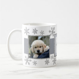 Caneca De Café Silver Snowflake 2 Foto Monograma Natal