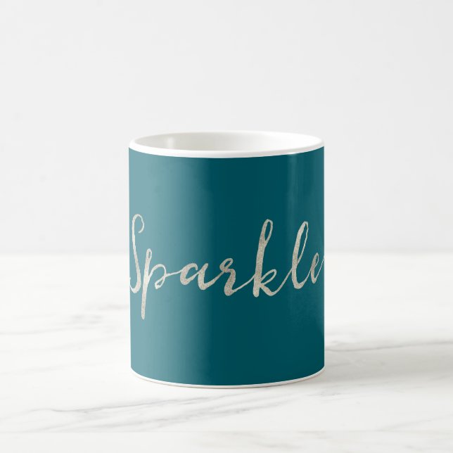 Caneca De Café Silver Sparkle Teal Green (Centro)