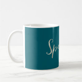 Caneca De Café Silver Sparkle Teal Green