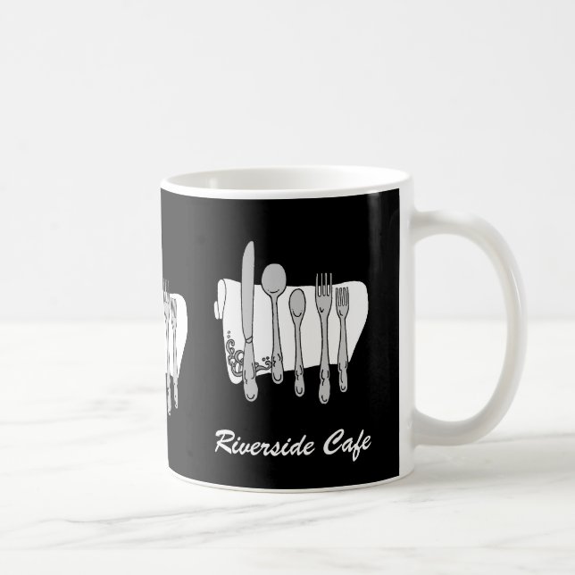 Caneca De Café Silverware Black White Mug, Restaurante Personaliz (Direita)