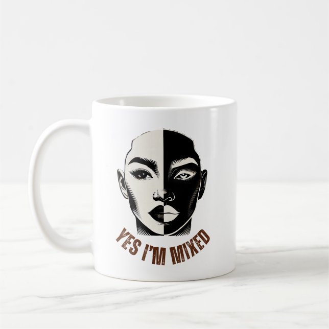 Caneca De Café SIM, ESTOU MISTO - Biracial Face Identity Mug (Esquerda)
