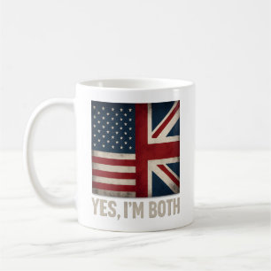 Caneca De Café Sim, Eu Sou Ambas as Bandeiras Americana e Britâni
