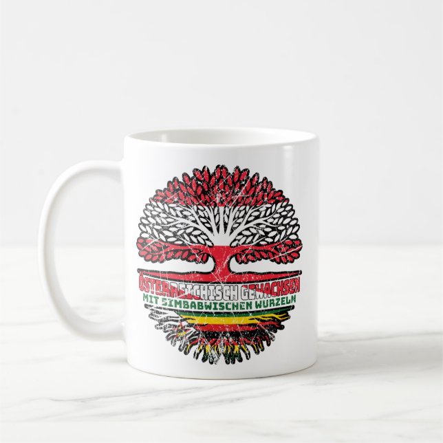 Caneca De Café Simbabwe Simbabwisch Österreichisch Österreich (Esquerda)