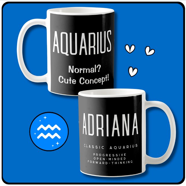 Caneca De Café Símbolo Aquarius Star Zodiac Gift (Aquarius Gift, Customizable Name, Aquarius Quote, Aquarius Symbol, Aquarius Traits & Birth Dates.)