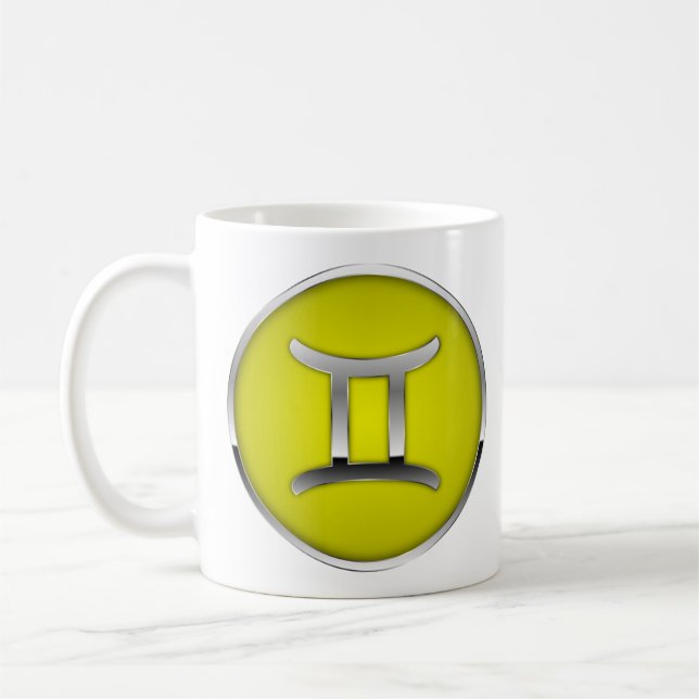 Caneca De Café Símbolo Astrologico Zodíaco Mug Gemini Aquarius (Esquerda)