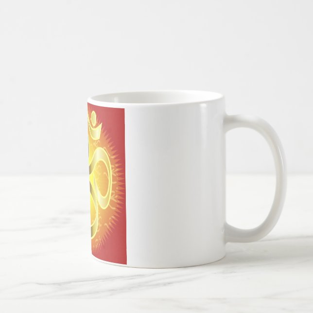 Caneca De Café Símbolo Aum ou Om em amarelos e vermelhos (Direita)