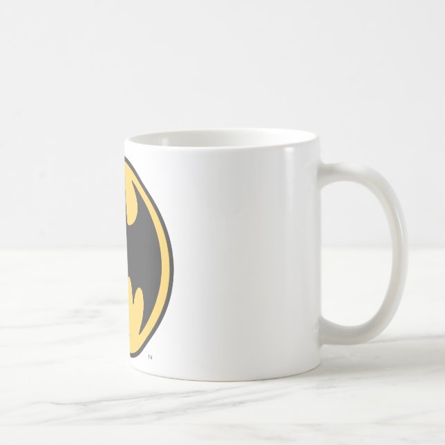 Caneca De Café Símbolo Batman | Logotipo do círculo amarelo escur (Direita)