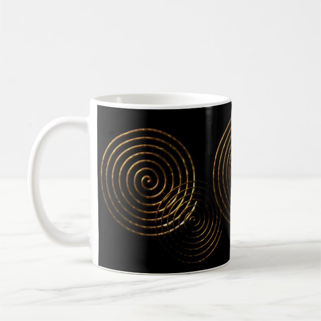 Caneca De Café Símbolo Céltico Espiral - metálico dourado (Esquerda)