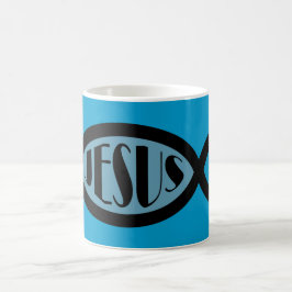 Caneca De Café Símbolo cristão dos peixes de JESUS